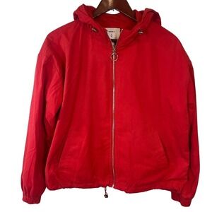 Forever 21 Red Hooded Windbreaker Jacket Mesh Lined Full Zip Size Medium